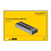 DELOCK External SuperSpeed USB Hub with 10 Ports + Switch DELOCK External SuperSpeed USB Hub with 10 Ports + Switch