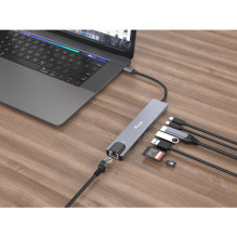Perėjimo adapteris USB-C prie HDMI / GbE / 2xUSB-A / + 4K / 30Hz 0.25m Alu. Perėjimo adapteris USB-C prie HDMI / GbE / 2xUSB-A / + 4K / 30Hz 0.25m Alu.