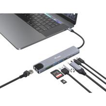 Pārejas adapteris USB-C uz HDMI / GbE / 2xUSB-A / + 4K / 30Hz 0.25m Alu. Pārejas adapteris USB-C uz HDMI / GbE / 2xUSB-A / + 4K / 30Hz 0.25m Alu.
