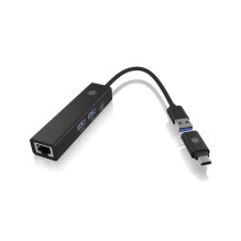 Adapteris IcyBox USB3.2 Gen1 šakotuvas ir Gigabit LAN 4 viename mažmeninė prekyba Adapteris IcyBox USB3.2 Gen1 šakotuvas ir Gigabit LAN 4 viename mažmeninė prekyba