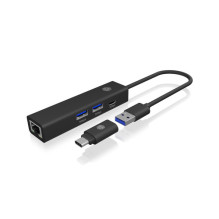 Adapter IcyBox USB3.2 Gen1 hub and Gigabit LAN 4 in 1 retail Adapter IcyBox USB3.2 Gen1 hub and Gigabit LAN 4 in 1 retail