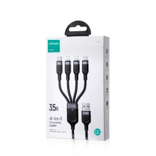 Joyroom 4-in-1 USB - Lightning / Lightning / Type-C / Micro USB kabelis, daugiaspalvis, A18, 3.5A, 1.2m, juodas (S-1T401 Joyroom 4-in-1 USB - Lightning / Lightning / Type-C / Micro USB kabelis, daugiaspalvis, A18, 3.5A, 1.2m, juodas (S-1T401