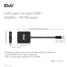 USB šakotuvas Club 3D Club3D MST šakotuvas USB 3.2 tipas C 2x HDMI 4K60Hz +100W PD St / Bull mažmeninė prekyba USB šakotuvas Club 3D Club3D MST šakotuvas USB 3.2 tipas C 2x HDMI 4K60Hz +100W PD St / Bull mažmeninė prekyba