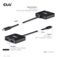 USB šakotuvas Club 3D Club3D MST šakotuvas USB 3.2 tipas C 2x HDMI 4K60Hz +100W PD St / Bull mažmeninė prekyba USB šakotuvas Club 3D Club3D MST šakotuvas USB 3.2 tipas C 2x HDMI 4K60Hz +100W PD St / Bull mažmeninė prekyba