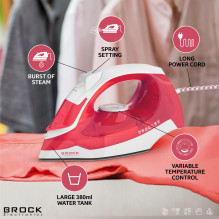 Brock BSI 2011 RD garų lygintuvas 2400W, Red