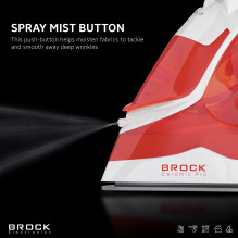 Brock BSI 2011 RD garų lygintuvas 2400W, Red