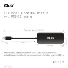 Club3D USB Splitter Type C 4x USB Type C 10Gbps + 100W PD St / Bu retail