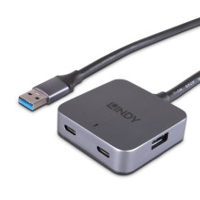 LINDY 5m USB 3.0 hub, 4 ports 2 USB Type C and 2 USB Type A