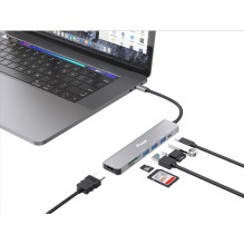 Equip Dokas 7-1 USB-C-HDMI, 3xUSB-A, SD / TF, 100W USB-C 0.25m Equip Dokas 7-1 USB-C-HDMI, 3xUSB-A, SD / TF, 100W USB-C 0.25m