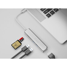 Transition adapter USB-C to HDMI / 2xUSB3.0 / SD / TF 4K / 30Hz 0.15m Aluminum. Transition adapter USB-C to HDMI / 2xUSB3.0 / SD / TF 4K / 30Hz 0.15m Aluminum.