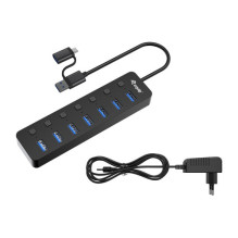 Equip 7-portu USB-A 3.2 hub with 7x USB-A 3.2 + USB-C adapter 5Gbps
