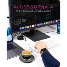 Hub 4-portu IcyBox USB 3.0 IB-HUB1403 Red galda USB centrmezgls mazumtirdzniecībai Hub 4-portu IcyBox USB 3.0 IB-HUB1403 Red galda USB centrmezgls mazumtirdzniecībai