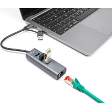 DELOCK 3-port USB 5 Gbps hub + Gigabit LAN with USB Type-C DELOCK 3-port USB 5 Gbps hub + Gigabit LAN with USB Type-C