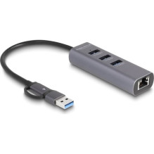 DELOCK 3-port USB 5 Gbps hub + Gigabit LAN with USB Type-C DELOCK 3-port USB 5 Gbps hub + Gigabit LAN with USB Type-C