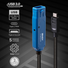 LINDY USB 3.2 Gen 1 C / A aktīvā pagarinājuma kabelis Pro 5m LINDY USB 3.2 Gen 1 C / A aktīvā pagarinājuma kabelis Pro 5m