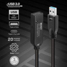 USB kabelis Lindy USB-A - USB-A 20 m Black (43375) USB kabelis Lindy USB-A - USB-A 20 m Black (43375)