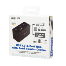 USB 3.0 centrmezgls, 3 porti, ar atmiņas karšu lasītāju USB 3.0 centrmezgls, 3 porti, ar atmiņas karšu lasītāju