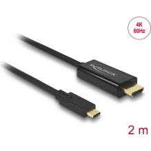 Delock USB Type-C™ vads ar spraudni HDMI-A spraudnis DP-Alt režīms 4K 60 Hz 2 m black Delock USB Type-C™ vads ar spraudni HDMI-A spraudnis DP-Alt režīms 4K 60 Hz 2 m black
