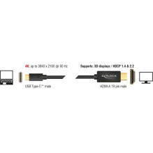 Delock USB Type-C™ vads ar spraudni HDMI-A spraudnis DP-Alt režīms 4K 60 Hz 2 m black Delock USB Type-C™ vads ar spraudni HDMI-A spraudnis DP-Alt režīms 4K 60 Hz 2 m black
