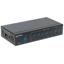 USB centrmezgls Manhattan 7-Port USB3.0 centrmezgls rūpnieciskai lietošanai USB centrmezgls Manhattan 7-Port USB3.0 centrmezgls rūpnieciskai lietošanai