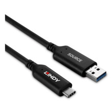 USB kabelis Lindy USB-A - USB-C 50 m juodas (43397)