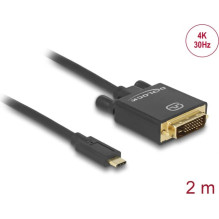 Delock USB Type-C kabelis ar spraudni DVI 24+1 spraudnis DP-Alt režīms 4K 30 Hz 2 m īss
