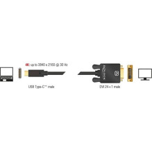 DELOCK USB kabelis Tips C - DVI(24+1) St / Bu 4K 30 Hz 1,0m Black DELOCK USB kabelis Tips C - DVI(24+1) St / Bu 4K 30 Hz 1,0m Black