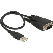 DeLOCK USB 2.0 Adapter, USB-A Stecker Seriell RS-232 Stecker (Black, 35cm, ESD Überspannungsschutz)