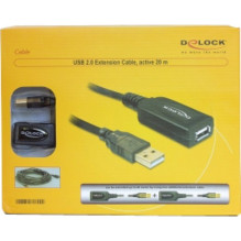 USB kabelis Delock USB-A - microUSB 20 m Black (82690)