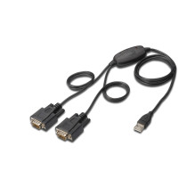 USB-A 2.0 vīriešu kabelis adapteris uz 2x RS232 (DB9) vīriešu , Chipset FTDI FT2232H , Black , Skrūvju stiprinājums , 1. USB-A 2.0 vīriešu kabelis adapteris uz 2x RS232 (DB9) vīriešu , Chipset FTDI FT2232H , Black , Skrūvju stiprinājums , 1.