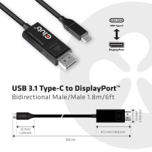 Club3D Kabelis USB 3.1 Tipo C DP 1.4 8K60Hz UHD 1,8m St / St mažmeninei prekybai Club3D Kabelis USB 3.1 Tipo C DP 1.4 8K60Hz UHD 1,8m St / St mažmeninei prekybai