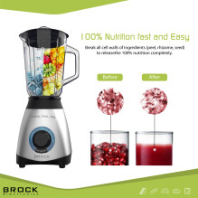 Brock BL 1502 SS Table Blender 500W, Steel / Black