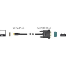 DELOCK Adapteris USB Type-C uz Seriālo DB9 RS232 DELOCK Adapteris USB Type-C uz Seriālo DB9 RS232