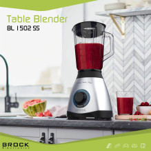 Brock BL 1502 SS Table Blender 500W, Steel / Black