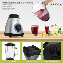Brock BL 1502 SS Table Blender 500W, Steel / Black