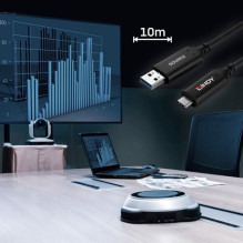 USB kabelis Lindy USB-A - USB-C 10 m juodas (43395)