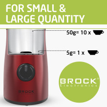 Brock CG 2050 RD Coffee Grinder 150W, Red