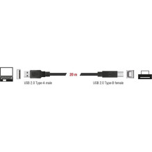 USB kabelis Delock USB-A - USB-A 20 m Black (83557) USB kabelis Delock USB-A - USB-A 20 m Black (83557)