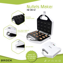 Brock HZ 3012 riešutų formelių gaminimo aparatas 750W, baltas
