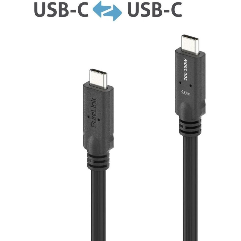 USB laidas StarTech PureLink PI6600-030 USB4 Gen 2x2 3 m USB C 20 Gbit/s 100 W juodas