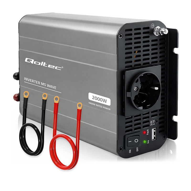 Voltage converter with modified sine wave, 12V to 230V, 1000 / 2000W, USB, LiFePO compatible