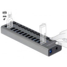 Delock išorinis „SuperSpeed“ USB šakotuvas su 13 prievadų + jungikliu Delock išorinis „SuperSpeed“ USB šakotuvas su 13 prievadų + jungikliu