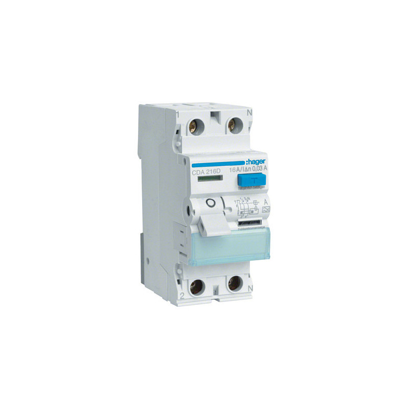 Hager RCD jungiklis 2polig 6kA 16A CDA216D 30mA A tipas