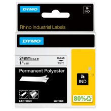 Dymo Rhino 6000+ Leidžiama poliesterio juosta 24 mm x 5,5 m, juoda ant skaidraus paviršiaus. Dymo Rhino 6000+ Leidžiama poliesterio juosta 24 mm x 5,5 m, juoda ant skaidraus paviršiaus.