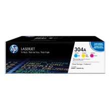 HP 304A 3 vnt. pakuotėje žydro / rausvai raudono / geltono originalių „LaserJet“ tonerio kasečių
