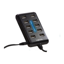 „LogiLink“ USB 2.0 10 prievadų šakotuvas su įjungimo / išjungimo jungikliu