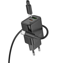 Hoco N63 Charger 30W GaN USB-C / USB-A + USB-C to USB-C cable 1.0m Black