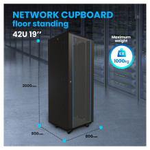 Extralink 42U 800X800 STANDING RACKMOUNT CABINET BLACK