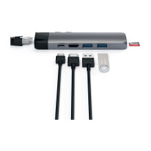 Satechi „Type-C Pro Hub“ 4K HDMI su Ethernet erdvės pilkumo Satechi „Type-C Pro Hub“ 4K HDMI su Ethernet erdvės pilkumo
