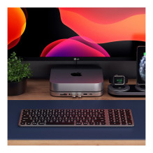 Satechi Aliuminio BT Backlit Tastatur, Space Grau, Bluetooth, Deutsch, ST-ACBKM-DE